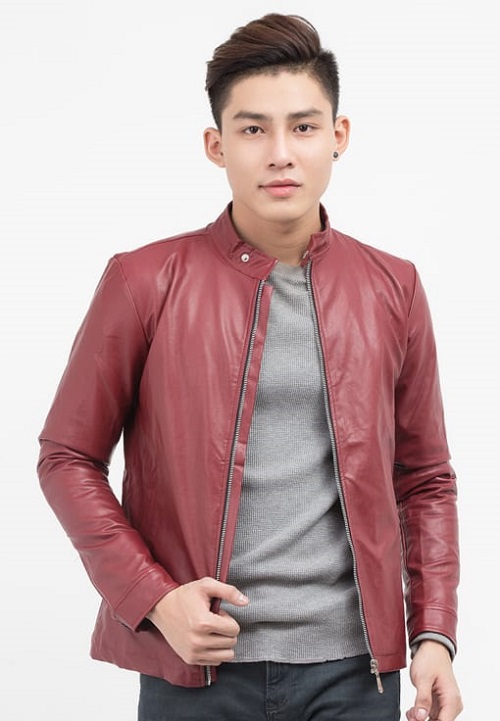 Áo khoác da màu đỏ