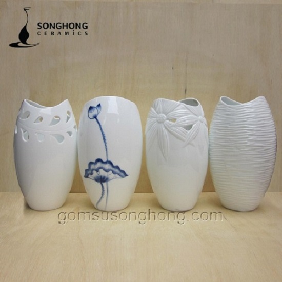 Bình hoa sứ màu trắng