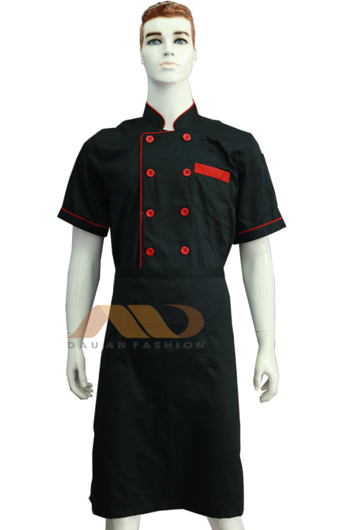 Áo đầu bếp màu đỏ tay ngắn AB0005