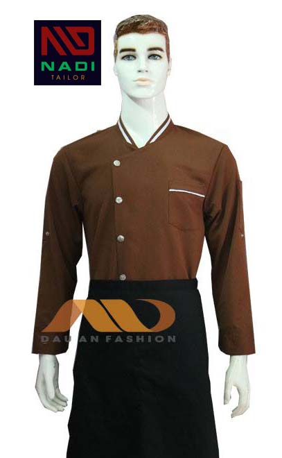 Áo khoác đầu bếp dài tay màu nâu ABM015