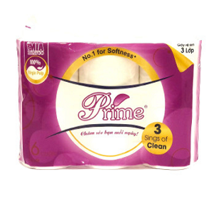 Giấy vệ sinh Prime - 6 cuộn, 3 lớp, Không có ...