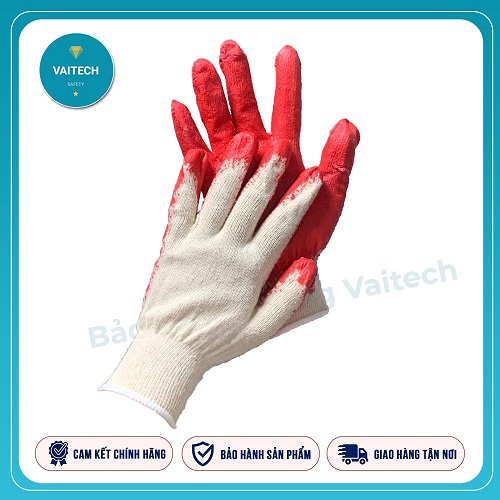 Găng tay phủ một mặt màu đỏ