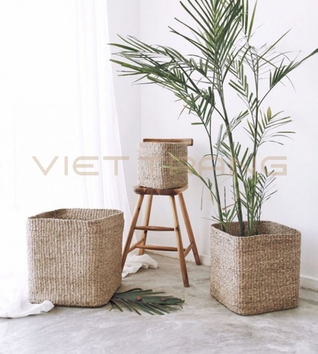 Giỏ hình hộp từ cỏ biển