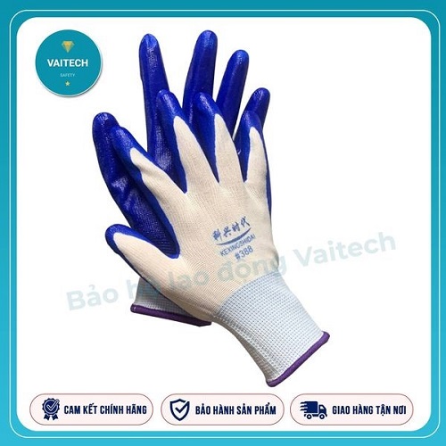 Găng tay phủ một mặt màu xanh 388