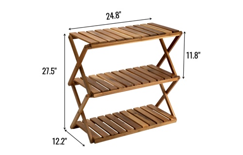 Giá đỡ gỗ Acacia 3 tầng hình chữ nhật