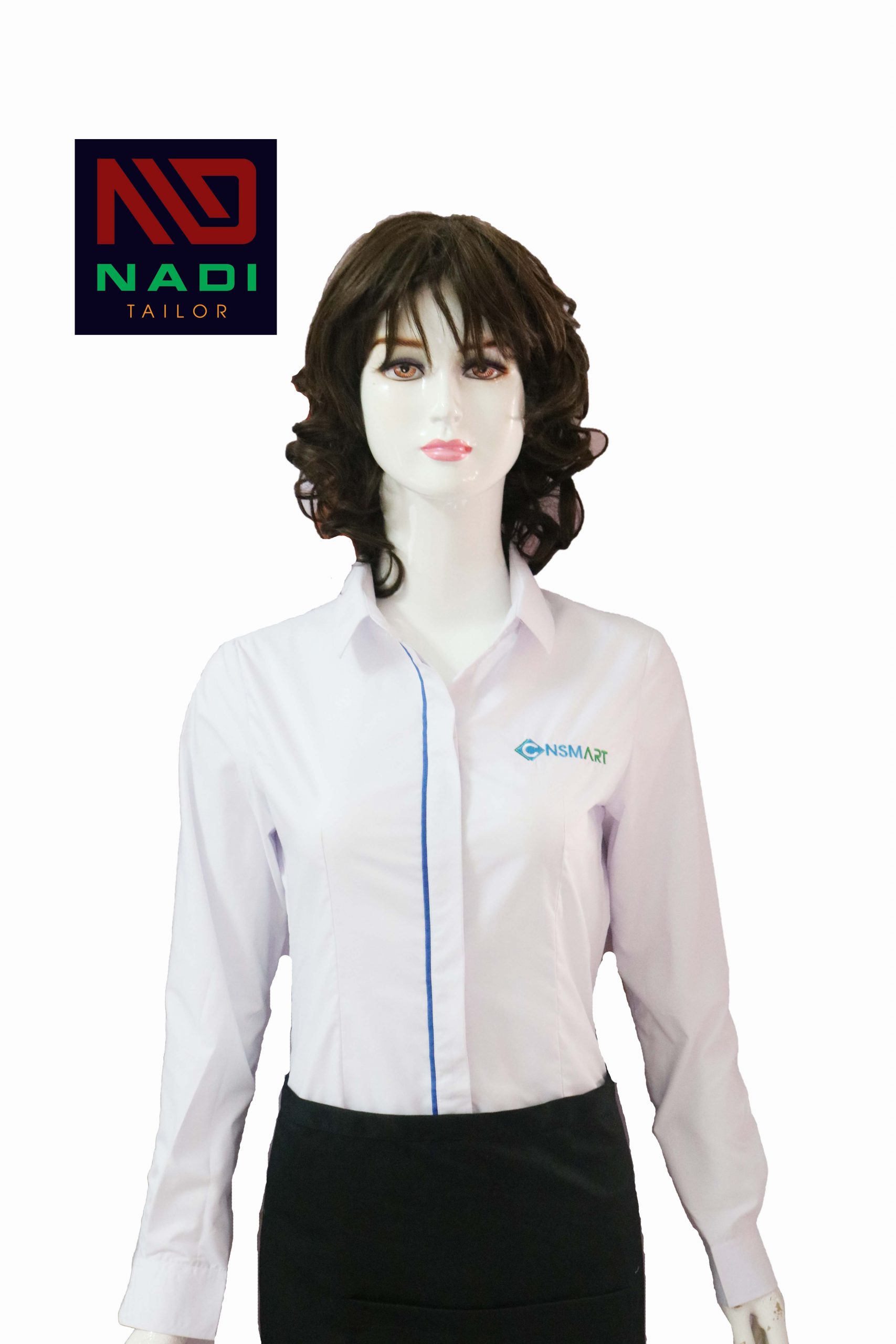 Áo sơ mi công sở MS001 trắng xanh